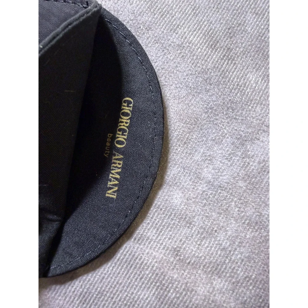 Giorgio Armani Beauty Black Logo Pocket Mirror with Protective Sleeve SemiCircle